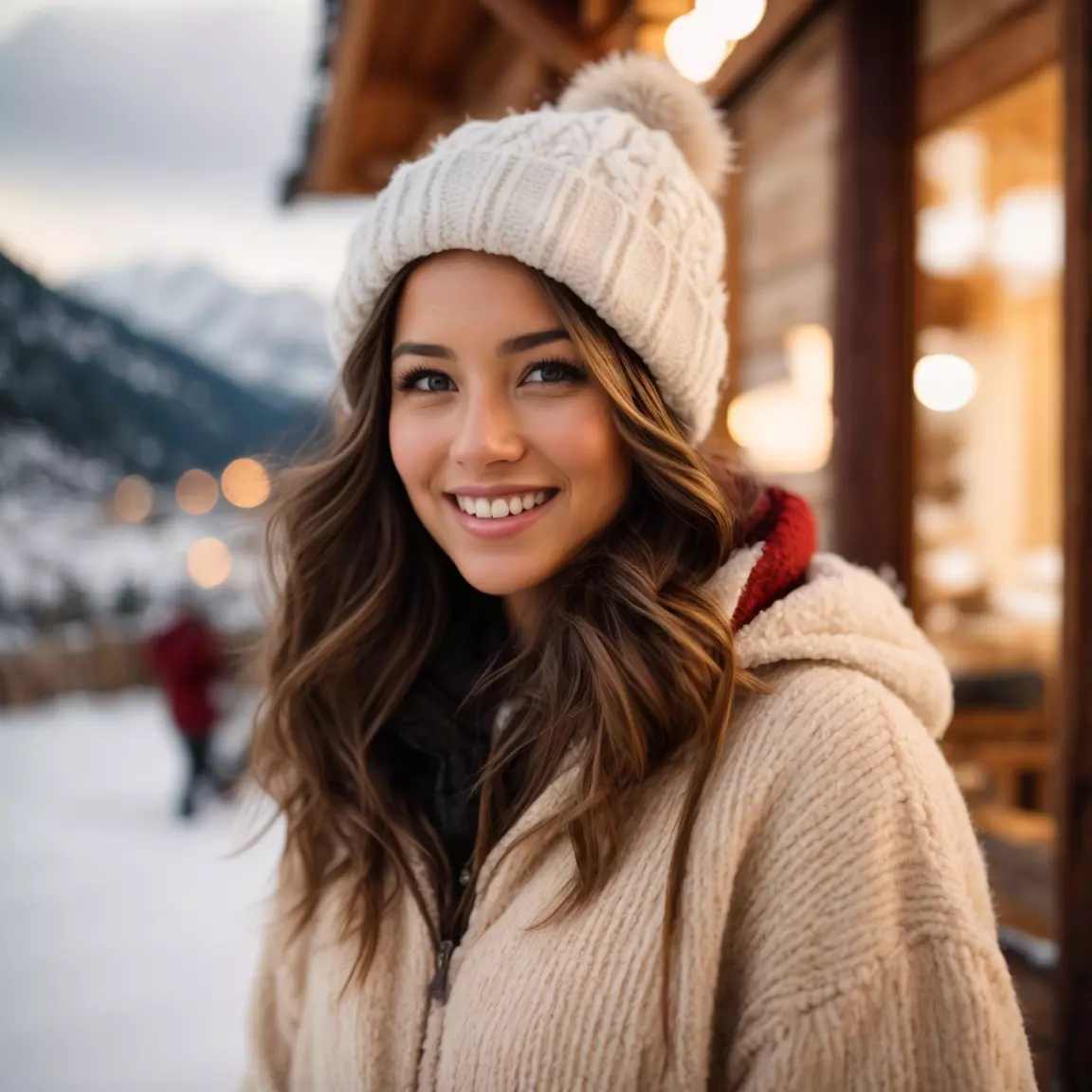 Woman smiling on a mountain